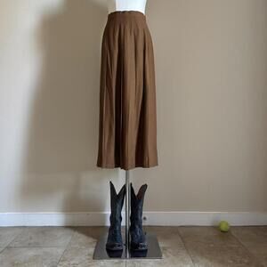 vintage brown pleated midi skirt